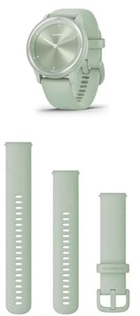 Garmin vívomove Sport, Hybrid Smartwatch with up to 5 days battery life, Cool Mint & Quick Release Band (20 mm) - Mint