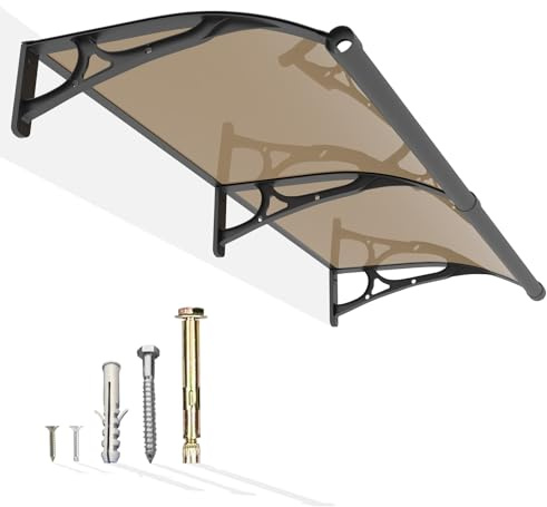 Awning for Door Entrance,40x80Inch Awnings for Doors with Drainage Sink,Window Canopy Exterior with Aluminum Alloy Bracket,Solid Polycarbonate Cover,UV,Rain,Snow Protection for House,Porch,Patio,Deck