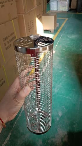 JUAUO Cesta para Parrilla BBQ(2PCS), Mango de Madera Extraíble, Acero Inoxidable 304 - Accesorios Barbacoa para Verduras, Carnes y Mariscos en Exteriores - Regalos de Cumpleaños para Hombres y Esposos