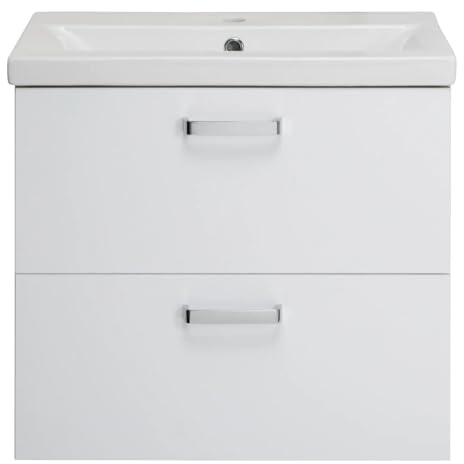 VBChome Badmöbelset 60 x 40 x 56 cm med keramiskt handfat och väggskåp med 2 lådor – kompakt och funktionell för små badrum