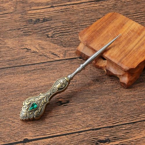 Alêne de couture de style vintage en acier inoxydable, excellent outil pour les loisirs créatifs et les travaux d'aiguille (bronze)