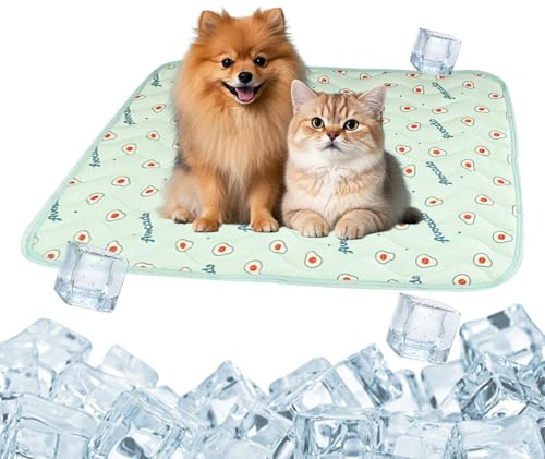 FOSDICK Cama Refrescante Perro, Verano Manta Refrescante para Perros, 60x50CM Manta Fria para Perros Gatos, Cama Fria para Perros, Alfombra refrescante Perro, Cooling Mat Dog con Patrón de Aguacate