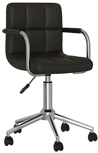 Frdhee Silla de comedor sillas de salón,Silla de comedor giratoria negra de piel sintética,Silla de visitantes para comedor,sala de estar,dormitorio y recepción