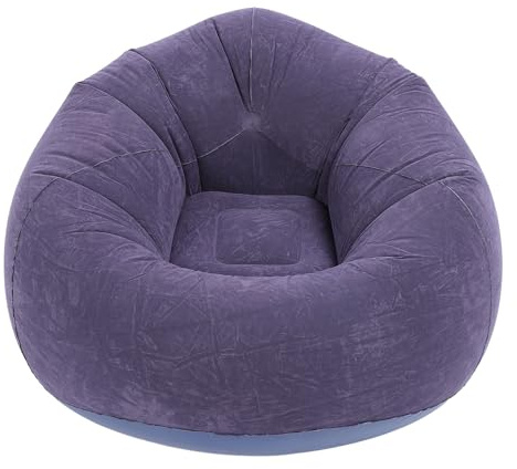 Chaise longue gonflable flocage, canapé gonflable pour salon chambre à coucher, chaise gonflable pliante portable en PVC avec de flocage douce, canapé gonflable confortable pour (Bleu foncé)