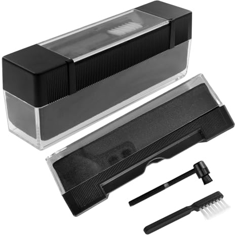 Operitacx Kit Limpiador de Vinilo Negro 3 Piezas, Antiestático, Cepillo para Discos y Aguja de Tocadiscos, Accesorio para Mantenimiento y Limpieza de Discos de Vinilo, 2 Sets para Cuidado