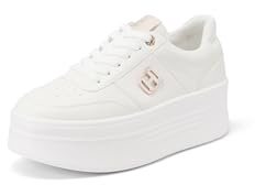 QUEEN HELENA Sneakers Platform Donna X34-8 (Bianco, Sistema Taglie Calzature EU, Adulto, Donna, Numero, Media, 35)