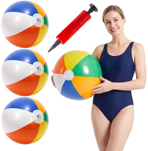 JazRvr Bola de agua inflable, cuatro piezas de 50 cm coloridas pelotas de piscina y juguetes de piscina para piscina y playa, juguetes acuáticos con materiales ligeros y seguros