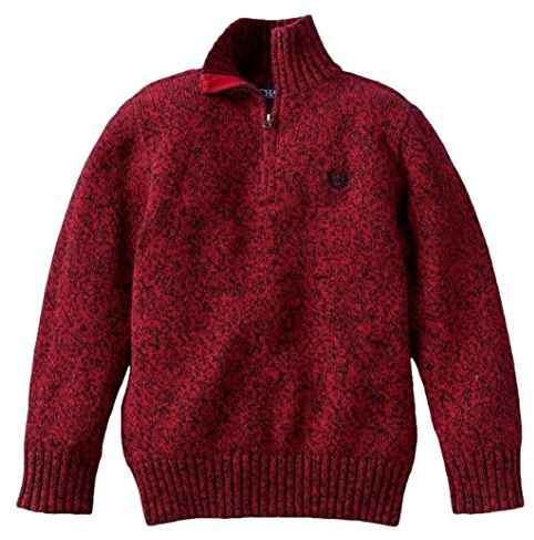 Chaps Little Boys' Quarter-Zip Mockneck Sweater, Red Twist (4)