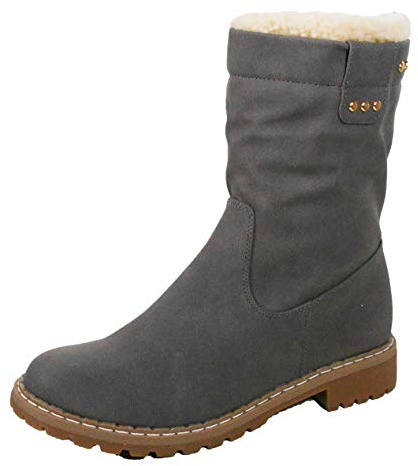 Walkx Comfort Damen Stiefeletten Boots warm gefütterte für den Winter (41, Grau)