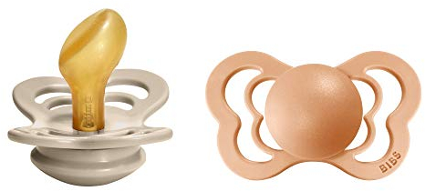 BIBS Couture Schnuller 2er-Pack, BPA-frei, kiefergerechte Schnuller. Naturkautschuk/Latex, Größe 2 (6-18 Monate), Vanilla/Peach