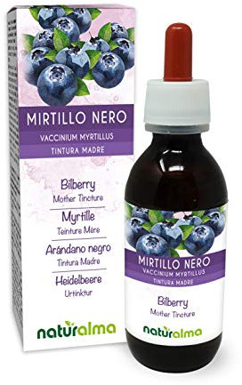 Heidelbeere (Vaccinium myrtillus) Früchte Alkoholfreier Urtinktur Naturalma - Flüssig-Extrakt Tropfen 120 ml - Nahrungsergänzungsmittel - Veganer