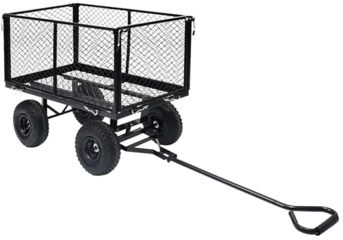 vidaXL Carrito de Mano de Jardín Carretilla Vagoneta Carro de Carga Trolley Transporte Manual Abatible Jardín Viaje Versátil Negro 350 kg