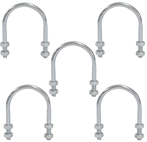 AERZETIX - C59048 - Juego de 5 Pernos en forma U para tubo 1 1/4 y 4 tuercas M6x69mm - para tubo con diámetro 1 1/4 ~42mm - DIN3570 - en acero galvanizado - color plata