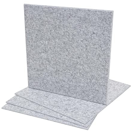Mendler 4er-Set Akustikwandpaneel HWC-L52, Wandpaneele Akustikplatten, schalldämmend 1qm Fläche 50x50cm - hellgrau