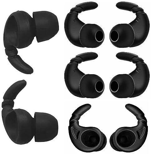 JNSA Ear Tip Anti-Slip Sports Earbuds Tips Replacement Ear Fins Wingtips Replacement Eartips Adapters for in Ear Earphones 4mm to 6mm Nozzle Attachment 4 Pairs Left and Right, Balck HT4B
