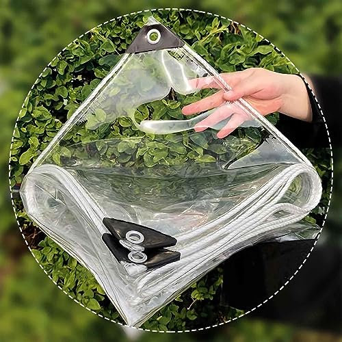 Plastic tarpaulin for greenhouses,2*2m large waterproof tarpaulin,with Reinforced Eyelets,Windproof, cold-resistant,Tarpaulin Protection Cover for Plants, Roofs, Pavilions,Clear-1×1.5m/3.3×4.9ft