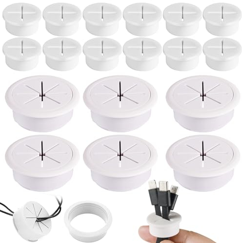 Samulee Passe Cable Bureau,18 pièces Passage de Cable Bureau, 25mm/50mm Cache Fil Bureau pour Les Meubles de Bureau Table Bureau d'ordinateur