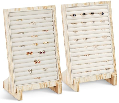 Lolalet 2 Porte Bagues Affichage, Présentoir Bagues en Bois, Porte Bijoux pour Vendeurs Foires -Original