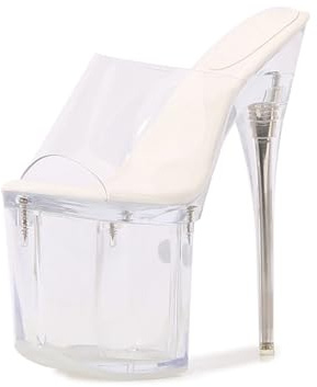 20CM / 7.87IN Mujer Sexy Tacones Altos Stiletto Sandalias de Plataforma Impermeable Fiesta de Bodas Zapatos de Tacón Alto Pole Dancer Stripper Sandalias de Playa Tallas 35-43,Blanco,39 EU