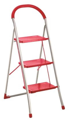 MA MAISON Scaletta 2 Gradini o 3 Gradini Pieghevole - Scala Leggera e Salvaspazio in Acciaio a Uso Domestico - Sgabello Fai da Te uso Interno ed Esterno Antiscivolo Assortito (44X64X108h cm)