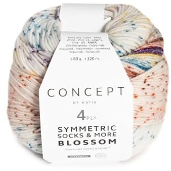 Concept Symmetric Blossom - Gomitolo di lana per calze, 80 g, colore 61, colore: Giallo