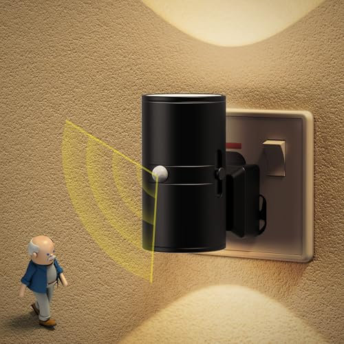JandCase Motion Sensor Night Light, 3 Lighting Mode (ON/Off/AUTO), 3000K Warm White, Plug in Night Light Dimmable 0-100 LM, 1W Low Energy, Motion Sensor Light Indoor for Hallway Bedroom Stairway