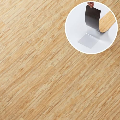 Self Adhesive Floor Planks - 10 Pack Cover 14.96 sq ft / 1.39 sqm - Vinyl Stick On Flooring Set - Peel and Stick Tiles - 36x5.98 in (91.4x15.2cm) - Beige Vinyl Floor Tiles - Honey Drift Timber Effect