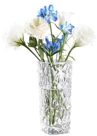 Verre transparent pour fleurs à l'intérieur - Plaque de glace - 15 cm d'espace brodé - Petit vase pour fleurs, terrarium, bougeoir, verres à eau pour mariage, centre de table, bureau