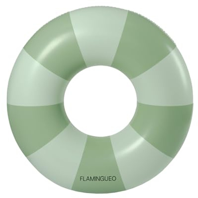Flamingueo Flotador Gigante, para Playa y Piscina, Forma Donut, Diseño Bicolor, PVC Resistente, Doble Válvula, 110 x 110 x 27 cm