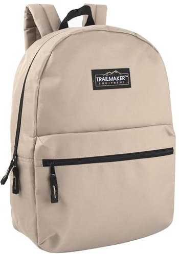 Classic Vintage Backpack for Adults and Kids with Adjustable Padded Shoulder Straps | School Bookbags for Girls, Boys (Khaki)