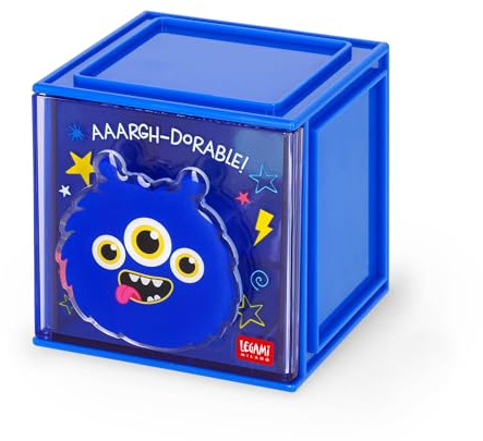 LEGAMI - Boîte modulaire de bureau Cutie Cubes, thème monster, organiseur de bureau, rangement, feuille d'autocollants inclus, empilable, multifonctionnel, en ABS, 90 x 90 x 100 cm