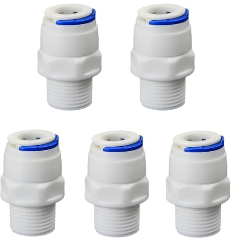 3/8 Male Thread Straight Through x 3/8 PE Hose OD Push-In Quick-Connect Fitting for RO Reverse Osmosis Water Filter, Beverage Dispenser & Water Filtration/Purification Systems Accessories (5PCS)
