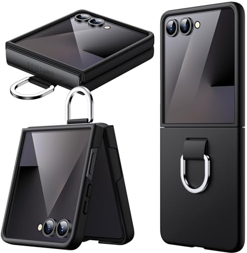 JETech Funda con Anillo para Samsung Galaxy Z Flip 7, Negro