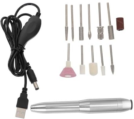 COLLBATH Pulidor Eléctrico Para Uñas Portátil Usb, Herramienta Para Manicura y Pedicura, Tamaño Compacto, Motor Potente, Uso Profesional y Doméstico, Sin Cables, Color Plata Espacial