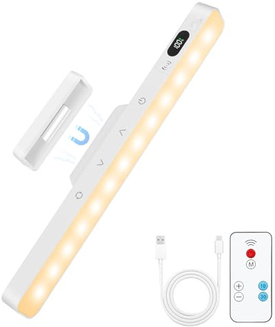 AUAUY Luce Armadio LED, USB-C Ricaricabile Magnetica Lampada con Telecomando, 5 Temperature Colore&5 Luminosità Dimmerabile, 1500mAh, per Cucina Scale Soggiorno Corridoio Camere da Letto Guardaroba