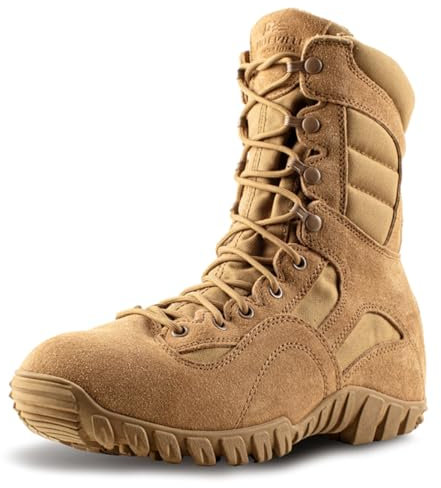 Tactical Research Khyber TR550 8 Combat Boots for Men - Lightweight Hot Weather Multi-Terrain Army OCP ACU Coyote Brown Leather and Nylon with Vibram Traction Outsole, Coyote - 9.5
