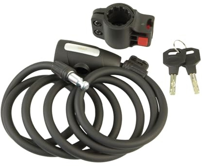 Amig - Bike Lock Mod. 510 | 1.8 m Length x Ø10 mm | with ABS Case | Nylon Coated Galvanised Steel Cable | Includes 2 Tubular Keys | Black
