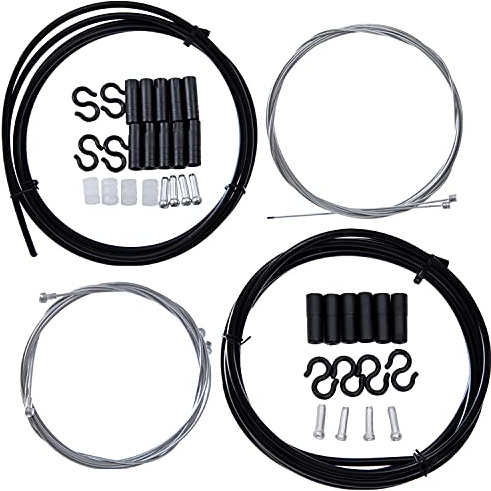 YBEKI 2-in-1 Universal Bike Brake & Shifter Cable Kit | High-Carbon Steel Braided Cables with PVC Housing for MTB/Road Bikes | Anti-Rust + 3000+ Cycle Tested (black)
