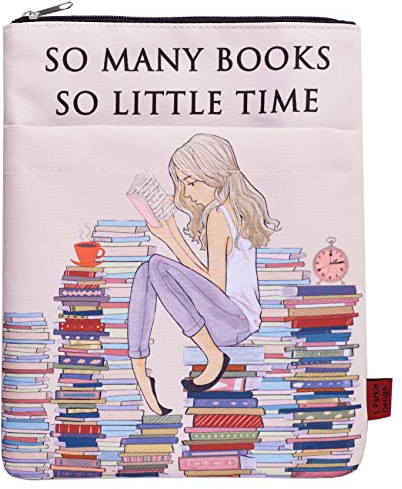LParkin So Many Books So Little Time Buchhülle mit Reißverschluss, Bücher Umschlag Schutzhülle, Buchumschläge für Taschenbücher, 27,9 x 21,6 cm, Buchgeschenk für Mädchen