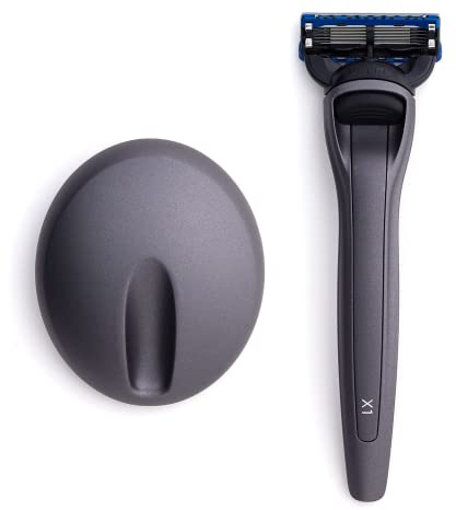 Bolin Webb Handle with Razor Stand in Matte Graphite. Fitted with Gillette Fusion5 Blade Cartridge Technology for The Closest Shave. Award Winning Razors for Men - Made in England. Style is X1