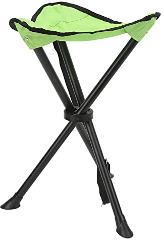Alomejor Klappbarer Dreibeinhocker 200 Kg Tragend rutschfest Gute Stabilität Tragbarer Faltbarer Stuhl für Angeln Im Freien Camping Picknicks (Grün)