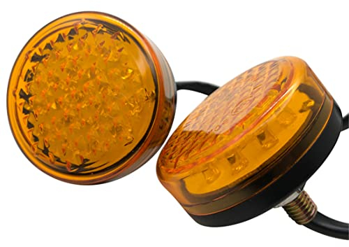 Yecnecty 1 Paar universelle runde gelbe Linse, 24 LED-Reflektoren, Rückleuchten, Bremsmarkierungs-Blinker für Auto, LKW, Anhänger, Wohnmobil, Motorrad