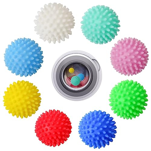 Lymshine Balle de Lavage Machine a Laver - Lot de 8 Boules de Lavage Réutilisables, Boules de Séchage pour Sèche-Linge, Balle de Sechage Seche Linge pour la Maison
