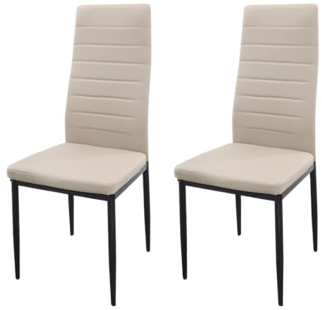 HOME DESIGN & CONFORT Pack de 2 Sillas de Comedor Tapizadas - Sillas Cocina Tapizadas - Sillas Comedor Pack (Beige, 2)