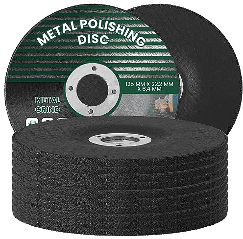 10x Schruppscheiben Schleifscheiben Schleifrad für Metall Stahl 125mm Schleifstein 22,2 x 6,4 mm Winkelschleifer Reinigen Entlacken Scheibe Schleifmopteller Korund Schleifen Schruppen