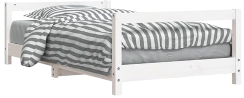 vidaXL Kinderbett, Kinder Bettgestell mit robusten Latten, Hausbett für Kleinkinder ab 4 Jahren, Einzelbett Kinder Jugendbett Holzbett, Weiß 80x160 cm Massivholz Kiefer