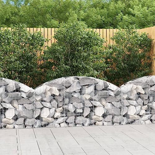 Gabion pour Pierre, Panier à Pierre Panier de Gabion Cage à Pierre Panier de gabions arqué 150x30x60/80 cm Fer galvanisé