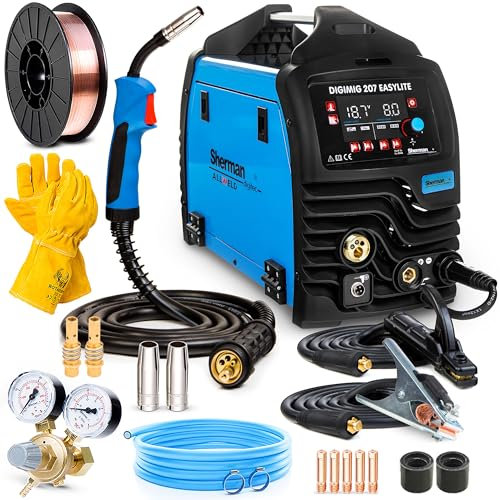 Sherman DIGIMIG 207 EASYLITE - Saldatrice a Filo Continuo con Gas 200 A - Saldatrice a Filo Animato a Induzione, 2 Rulli - Saldatura: MIG/MAG, MMA, TIG Lift - Set Basic