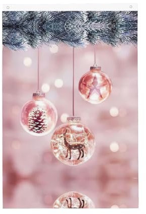 Yqxwjl Drapeau de jardin imprimé boule de Noël rose 0,6 x 0,9 m Poster Drapeaux saisonniers pour maison, cour, décoration extérieure