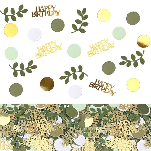 200 piezas de confeti con purpurina para mesa de cumpleaños, confeti de puntos redondos con temática de amor, confeti de papel verde dorado, confeti de mesa con puntos de chispas de confeti verde